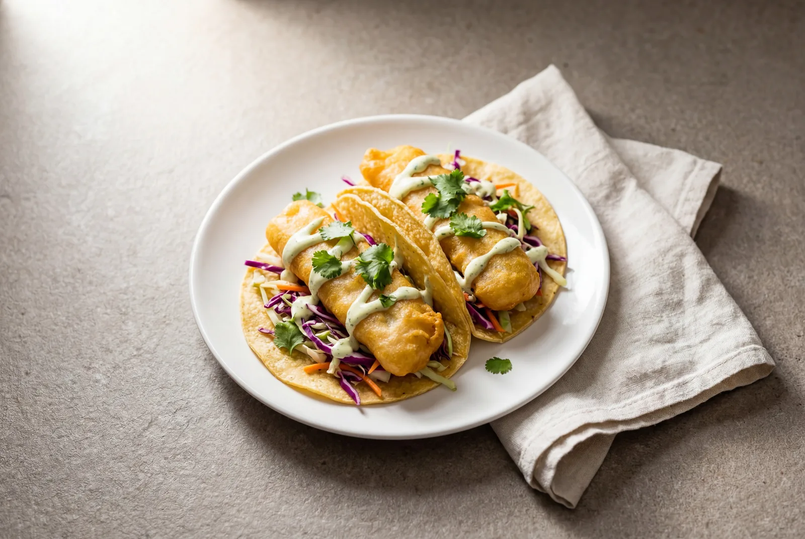 Fish Tacos with Lime Crema